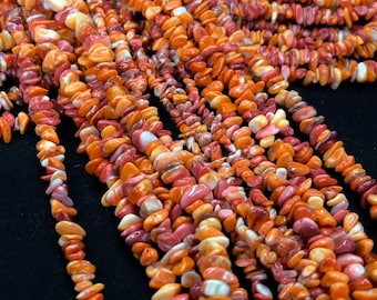 Spondylus (Thorny or Spiney Oyster) Shell Chips, Orange, Graduated 4-1 Spondylus (Thorny or Spiney Oyster) Shell Chips, Orange, Graduated 4-1