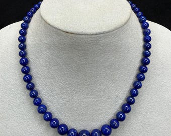 6-12mm Natural Lapis Graduated Round Beads 44cm
