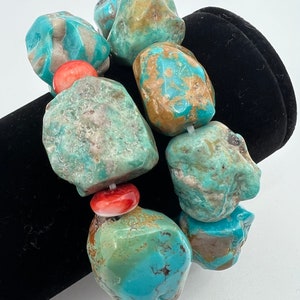Natural Turquoise Nugget Beads & Turquoise Mix Spiny Oyster Bracelet