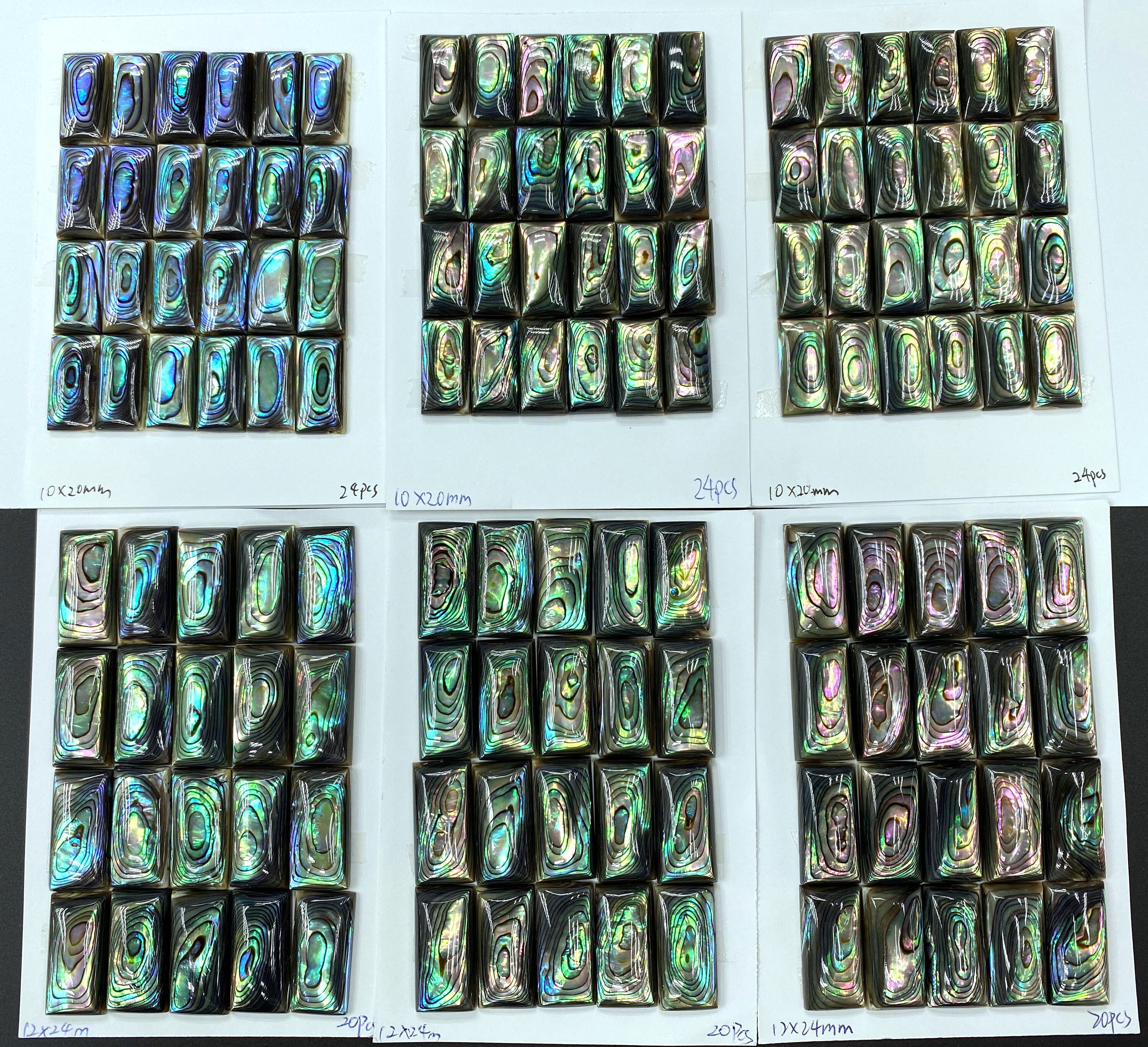 Natural Abalone Shell Rectangle Cabochons 7x14mm 7x15mm 8x10mm 8x16mm ...