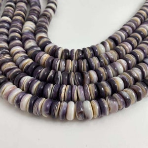 Natural Wampum Quahog Shell Roundelle 14mm strand 16&quot;inches