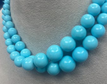 Natural Turquoise Graduated Round beads 6-14mm (Top quality)