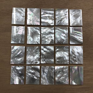 Lastra rettangolare di madreperla bianca naturale - 30 x 40 mm, 35 x 50 mm
