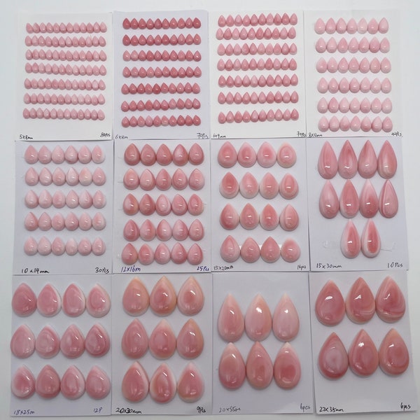 Pink Queen Conch Shell TearDrop Cabs 5x8mm/6x8mm/6x9mm/8x10mm/8x12mm/10x14mm/12x16mm/13x18mm/15x20mm/15x30mm/18x25mm/20x30mm/20x35mm/22x35mm