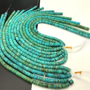 Natural Turquoise Heishi Beads Strand 10mm 16 inches (Natural/Good/High Quality)