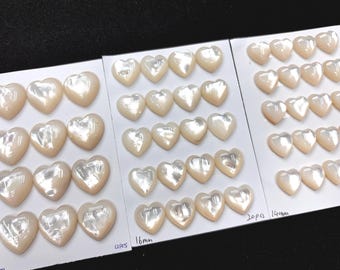 Natural White Mother Of Pearl Shell Heart Cab 14mm 16mm 20mm