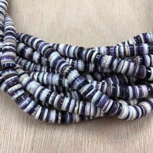 Natural Wampum Quahog Shell Flat Heishi 8mm 16&quot;inches