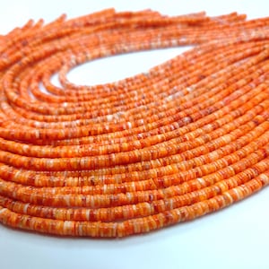 Cuentas Heishi de concha de ostra espinosa natural de 4 mm y 16 pulgadas (grosor 1,5-2 mm)