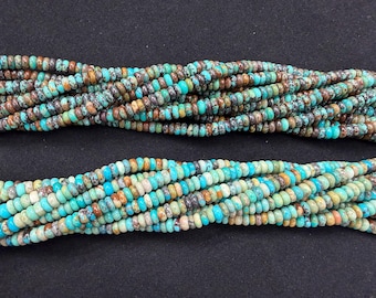 Natural Turquoise Roundel Beads 4mm 6mm Strand 16 inches