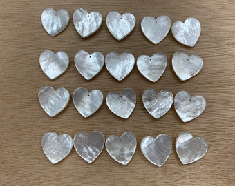 25m Natural White Mother Of Pearl Shell Heart Shape 5pcs/10pcs/20pcs