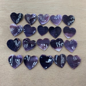 Wampum Quahog Shell Purple Heart Shape Loose Piece 30-35mm