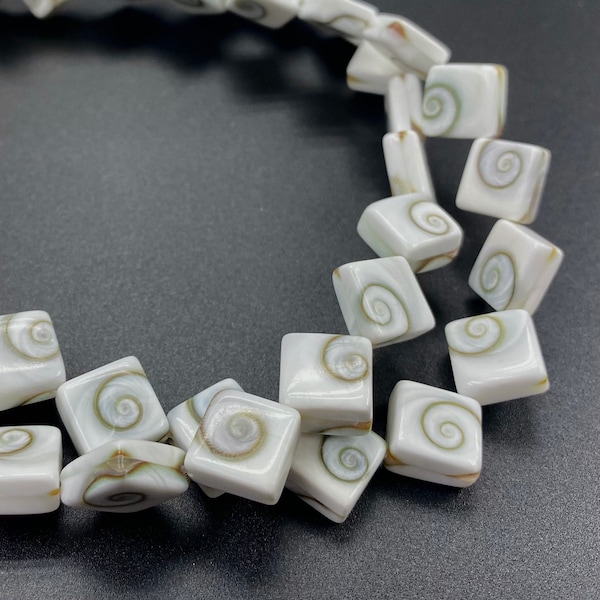 Shiva Eye Shell Square Beads 10mm