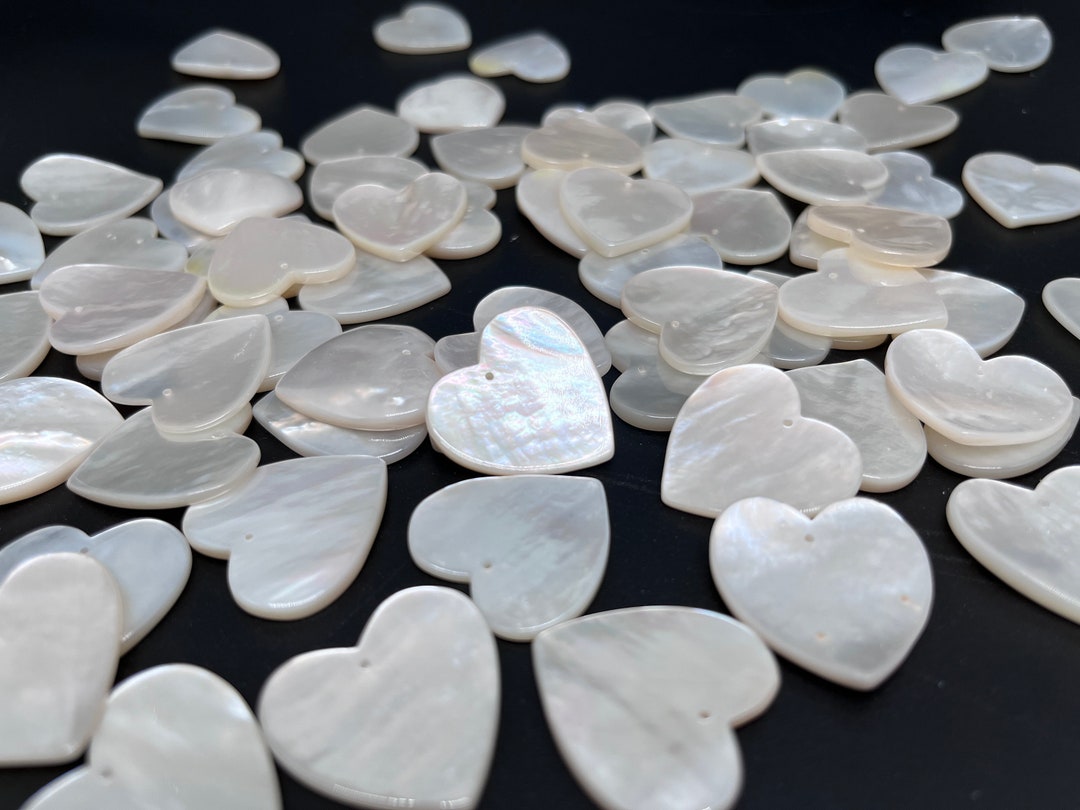 Natural White Mother of Pearl Shell Heart Shape - 25mm 35mm - Etsy
