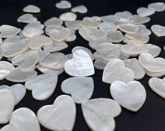 Natural White Mother Of Pearl Shell Heart Shape - 25mm 35mm