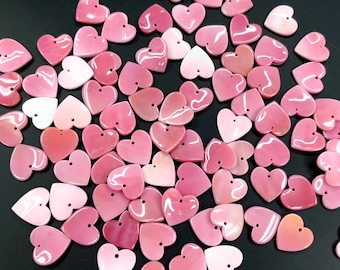 Pink Queen Conch Shell Heart Shape Pendant 20mm～25mm (10pcs/20pcs/50pcs)
