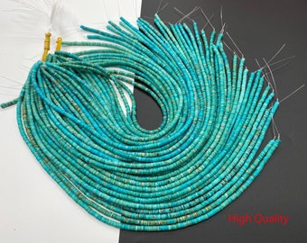 Natural Turquoise Heishi beads 4mm 16 inches (Natural/Good/High Quality Thickness 1mm)