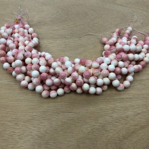 Pink Conch Shell Round Beads 12mm 16 inches