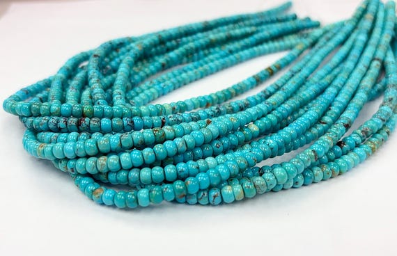 Natural Turquoise Rondelle Beads 5mm 16 inches (Good/High Quality)