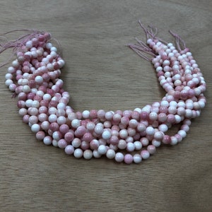 Pink Conch Shell Round Beads 8mm 16 inches