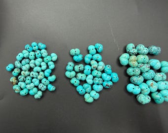 Natural Turquoise Puff Heart 8mm 10mm 12mm 15mm (Vertical Hole)