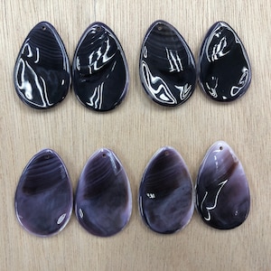 2pcs Natural Wampum Quahog Shell Loose Piece Earring Teardrop