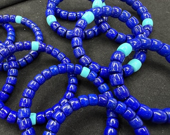 Turquoise + Lapis Barrel Beads Bracelet 6x8mm 9x10mm