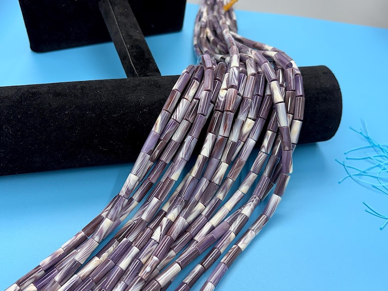 CLEARANCE SALE!! Natural Wampum Quahog Shell Tube Strand 16 inches 6x13mm image 1