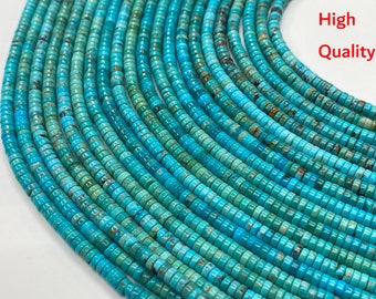 Natural Turquoise Heishi beads 4mm 16 inches (B/Natural/Good/High Quality)