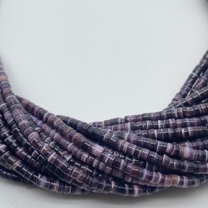Topkwaliteit Wampum Quahog-schelp Platte Heishi-streng 3 mm/4 mm 16 inch
