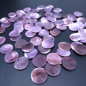 Natural Quality Wampum Quahog Shell Purple Round Loose Piece- 20mm/25mm