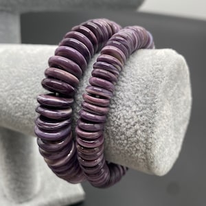 Natural Wampum Shell Roundel Beads Bracelet - 10mm 12mm (High Quality)