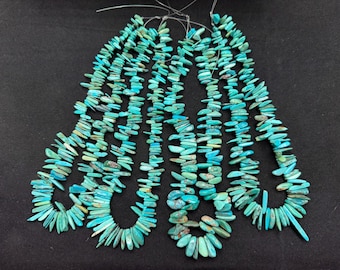 Natural Turquoise Graduated Irregular Long Chips Strand (Top Drilled)