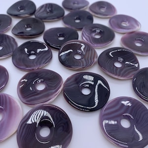 10pcs Wampum Quahog Shell Purple Donuts 30-35mm Loose Piece