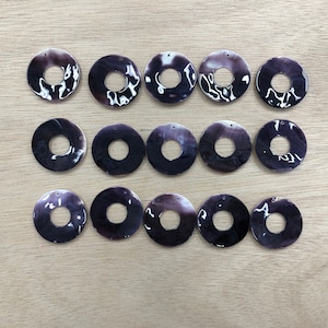 10pcs Wampum Quahog Shell Purple Round With Hole 32-40mm Loose Piece