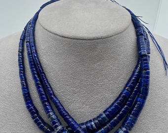 4-9mm Natural Lapis Graduated Heishi Beads 16'inchs