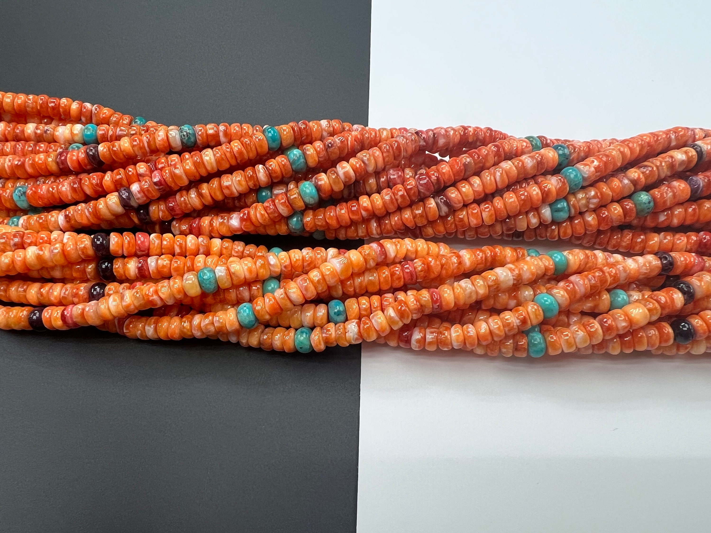 Natural mixed color Spiny Oyster Shell turquoise Rondelle Beads 6mm/8mm 16 inches