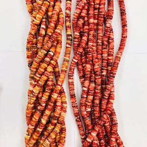 Spiny Oyster Shell Roundelle Chip Strand 9mm 16&quot;inches 10 strands (Orange/Red)