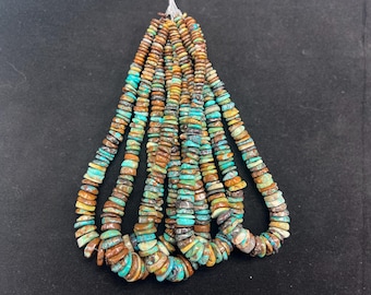 Natural Turquoise Graduated Heishi Chips Beads 8-18mm
