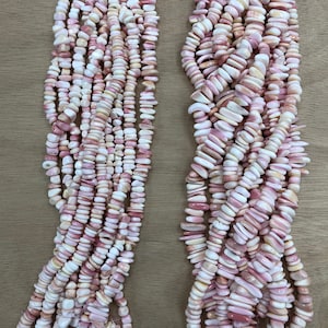 Pink Conch Shell Chips Beads 16 inches