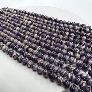 Natural Wampum Quahog Shell Round Bead 7mm