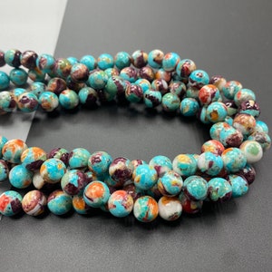 Natural Turquoise Purple Spiny Oyster Shell Round Beads 16 inches - 10mm 12mm