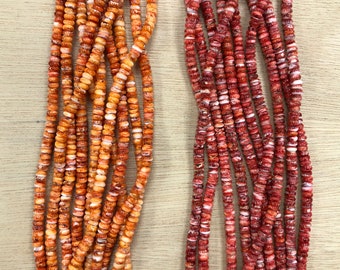 Spiny Oyster Shell Rondelle Beads 6mm (Orange/Red)  (16"inch)