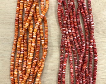 Natural Spiny Oyster Shell Rondelle Beads 6mm 16 Inches (Orange/Red)