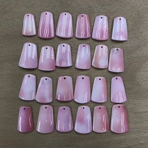 5pcs Pink Queen Conch Shell Trapezoid Shape Pendant