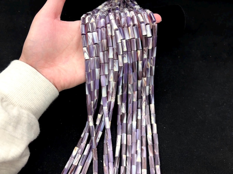 CLEARANCE SALE!! Natural Wampum Quahog Shell Tube Strand 16 inches 6x13mm image 4