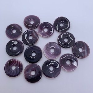10pcs Wampum Quahog Shell Purple Donuts 28mm Loose Piece