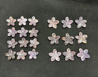 Natural Wampum Flower Top Drilled 24mm 30mm