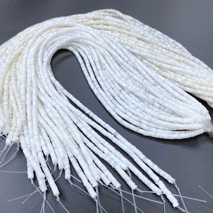 Natural White Wampum Quahog Shell Heishi Beads Strand 4mm 16&quot;