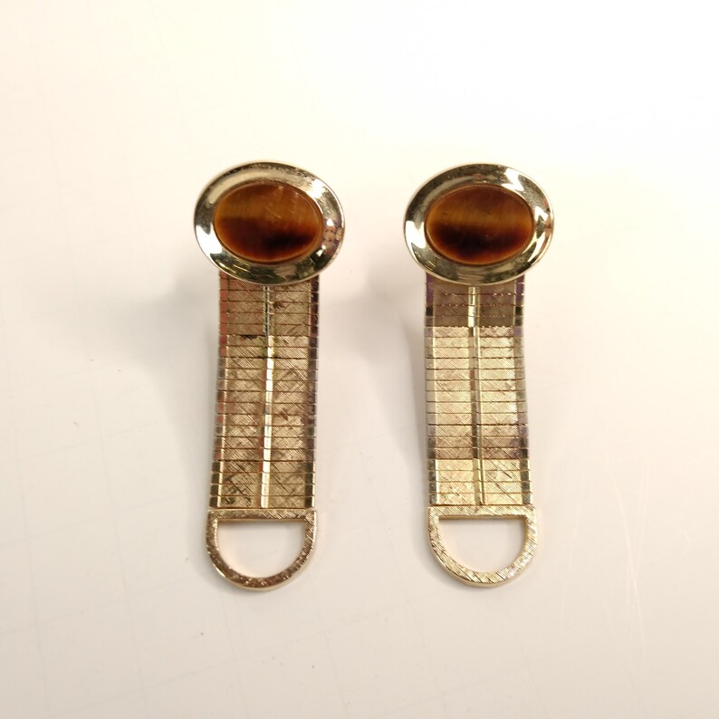 Tigers Eye Wrap Cufflinks Oval Glass Stone Toggle Back