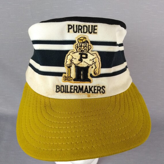 Purdue Boilermaker Classic Stripe Snapback Hat Vtg